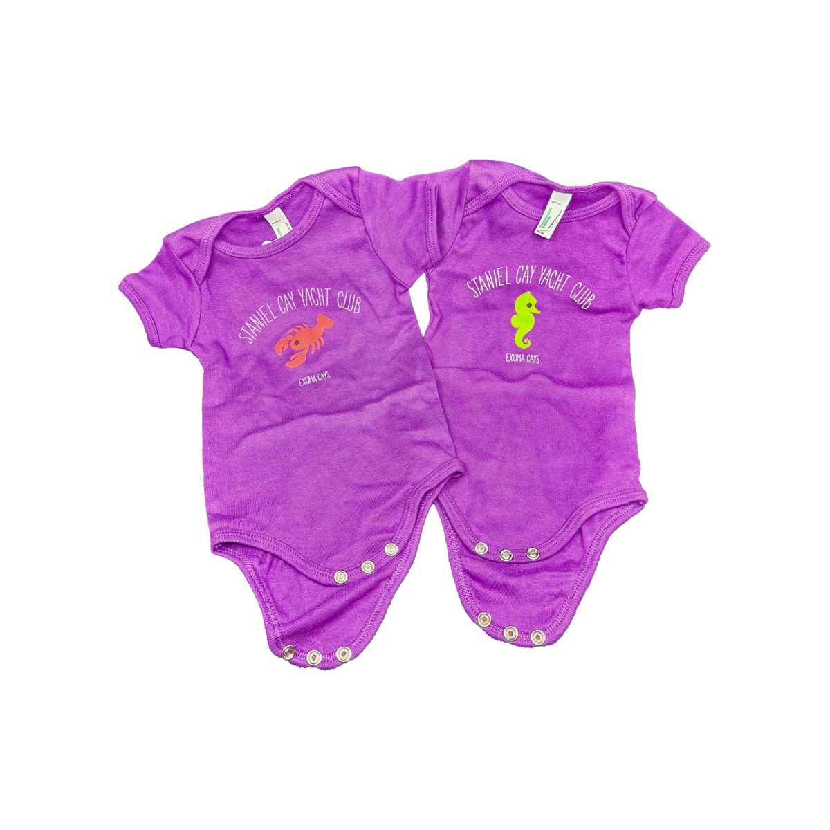 Onesies 3-6 Months Set of 2 Lobster Purple/Seahorse Purple